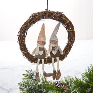 Door wreath, w. fabric pixies - 20CM