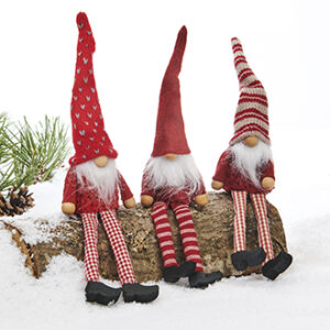Santa, fabric, w. hanging legs - 25CM, 3 ASS.