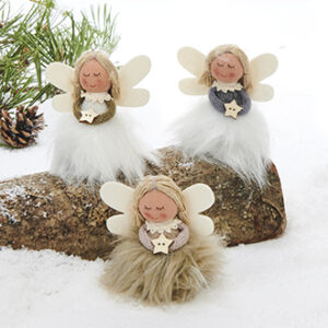 Angel, fabric w. fake fur - 8CM, 3 ASS.