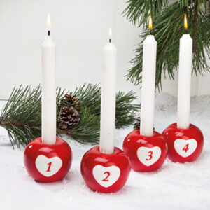 Red ceramic candle holders, 1-4 - 7CM, 4/BOX