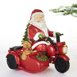 Santa, poly, on motorbike - 18X19CM