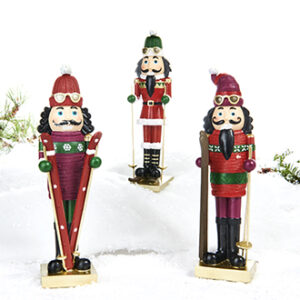 Nut cracker skiing, poly - 23CM, 3 ASS.