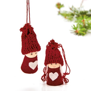 Wooden santa, knitted hat, to hang - 3CM, 2 ASS.
