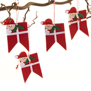 Pixy w. Danish flag, fabric, to hang - 9CM, 2 ASS., 4/BOX