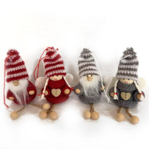Santa, fabric, w. hanging legs, to hang - 10CM, 2 ASS., 2/BOX
