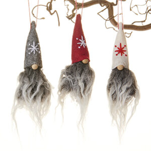 Pixies, gnome head, fabric, to hang - 9CM, 3 ASS., 3/BOX
