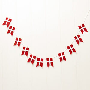 Danish mini flag garland, felt, 12 flags, 1,5m - 6CM