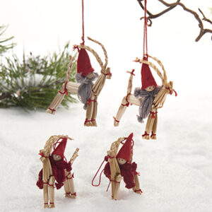 Pixi on straw goat, red/grey - 5CM, 4/BOX