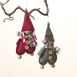 Girl/boy, velour, red/grey, f. hanging - 12CM, 2/BOX