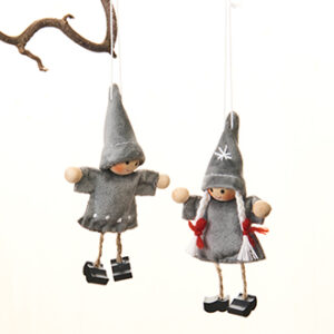 Girl/boy, velour, grey, f. hanging - 12CM, 2/BOX
