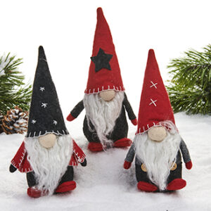 Gnomes, felt, red/grey/black - 19CM, 3 ASS.