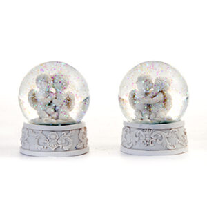65mm water globe w. glitter & poly angel, 8CM, 2 ASS.