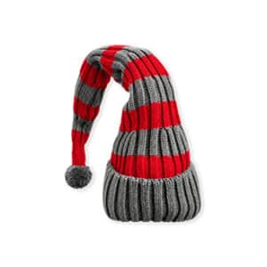 Santa hat, knit, red gray stripes, 72cm