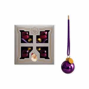 Glass ornaments, shiny purple, 4cm. balls,light grey gift box 4/box