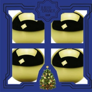 Glass ornaments, shiny gold, 6cm. balls, blue gift box, 4/box