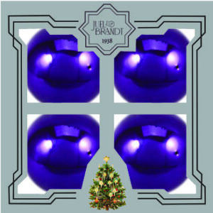 Glass ornaments, shiny purple, 6cm. balls, light grey gift box, 4/box
