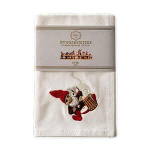 Dinner napkin, embroidered pixy & cat, fabric, 40x40cm 2/bag