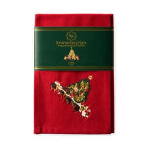Dinner napkin, red, embroidered christmas tree, fabric, 40x40cm 2/bag