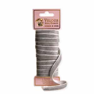 Velour ribbon grey 10mmX10m,