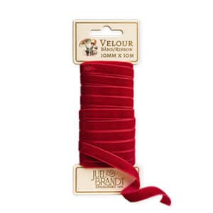 Velour ribbon red 10mmX10m,