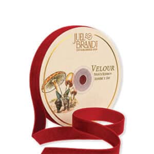 Velour ribbon, 20mmX8m, dark red