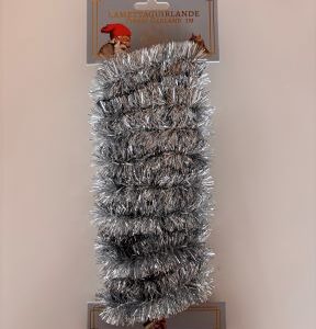 Tinsel garland, silver, 3M, Ø:3cm