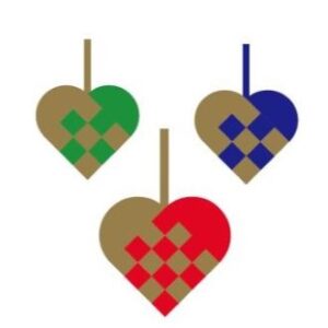 Braided hearts, 7,5/9 & 12cm, with gold, 10/bag
