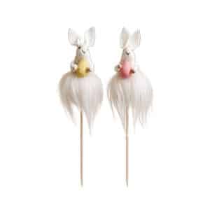 Easter bunny w. stick , 10CM + 18CM, 2 ASS.