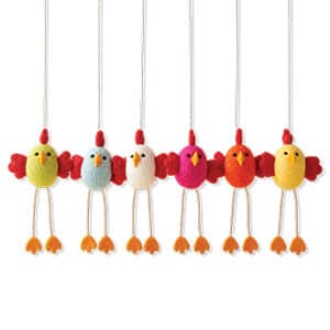 Easter chicken, wool, to hang , 8CM, 6 ASS.