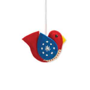 Bird, red, hanging, felt , 5CM