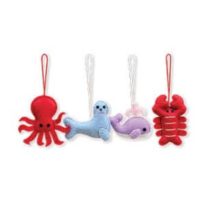 Sea animals, felt, to hang, 9CM, 4 ASS.