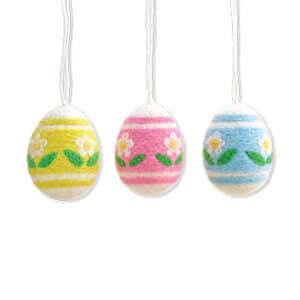 Easter egg, hanging, wool, 6CM. 3 ASS.