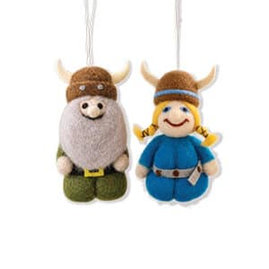 Viking couple, felted, 10CM. 2 ASS.
