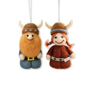 Viking couple, felted, 10CM. 2 ASS.