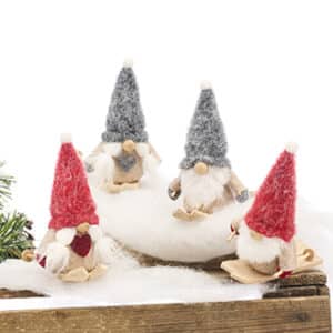Skiing Santa gnomes, textile, 11CM, 4 ASS.